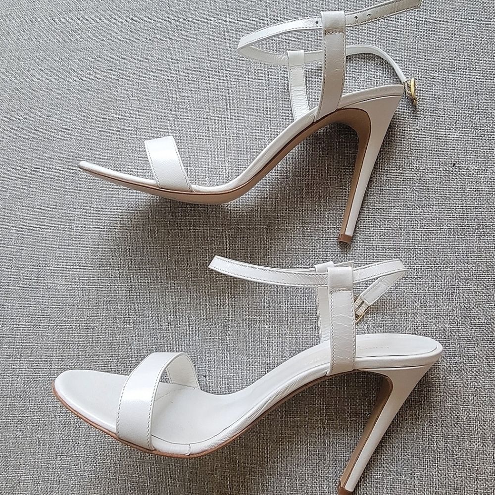 Genuine Leather Elegant White High Heel Sandals - Picture 9 of 13